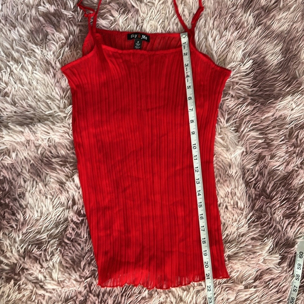 IKY Me Red Sheer Pleaded Top - Picture 7 of 9
